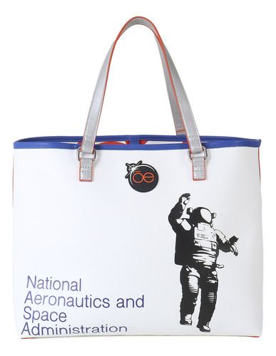 Bolsa Tote Nasa Para Mujer Monedero Desprendible Color Blanco