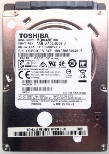 Disco Duro 1tb Hdd Toshiba Mq04abf100