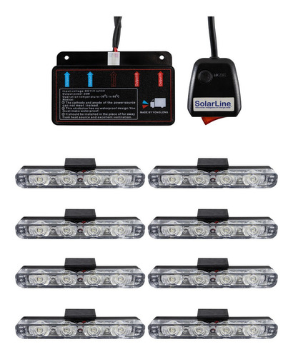 Baliza 8 Modulos 4 Led 32w Estrobo 12v Nl351-8 Verde