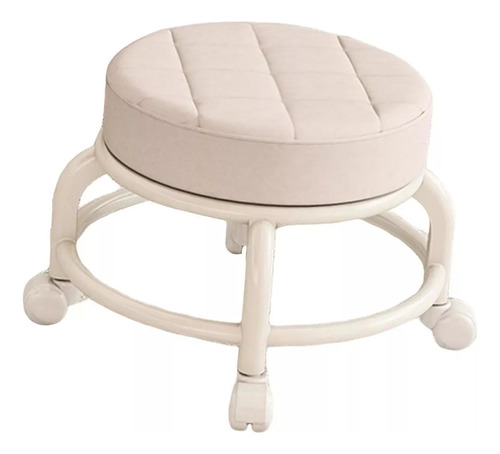 Silla Con Asiento De Rueda, Taburete De Pedicura Blanco