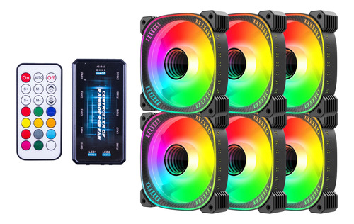 Kit De 6 Ventiladores Rgb Para Chasis, Controlador Y Control