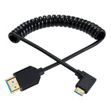 Qaoquda Mini Hdmi A Hdmi Cable En Espiral, Ángulo De 90 Grad