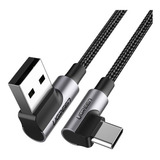 Ugreen Cable Usb-c En Ángulo A Usb 2.0 A Ángulo Trenzado 1m Color Negro