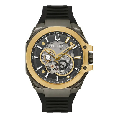 Reloj Bulova Marc Anthony Open Hearth Aut Para Hombre 98a310 Color de la correa Negro Color del bisel Gris Color del fondo Negro | Meses sin interés