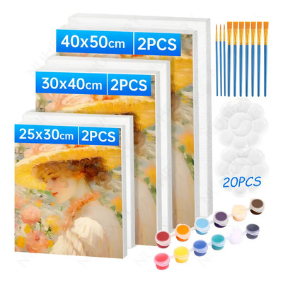 Nuhexry Kit De 30pzs Lienzos Económicos Caballete, 6 Caballetes Profesionales Y Pintura Acrílica De 12colores,10pinceles Para Pintar Al Óleo Y 2paletas,para Suministros De Fiesta De Pintura Artística | MercadoLibre