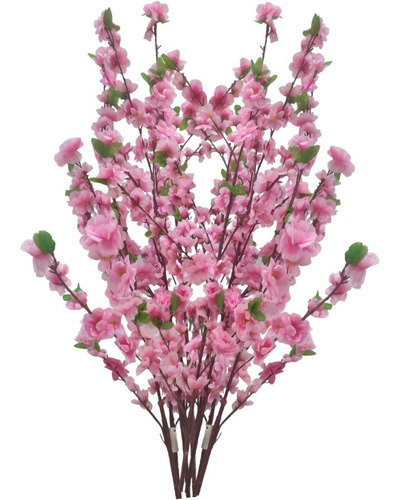 10 Galhos Flores Cerejeira Rosa Arranjo Grande 1,20m