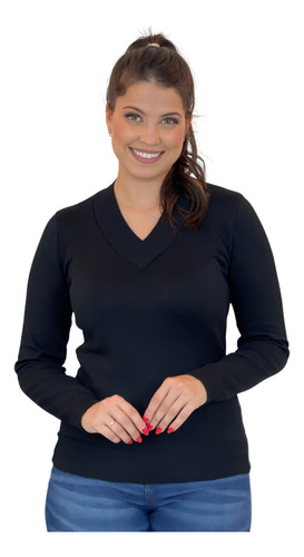 Kit 6 Blusa Tricot Feminina Manga Longa Atacado