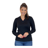 Kit 6 Blusa Tricot Feminina Manga Longa Atacado