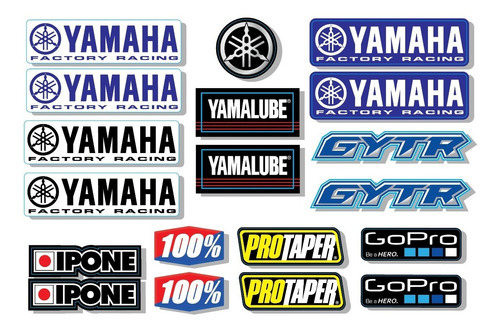 Pack Calcos Stickers Yamaha Moto Atv - No Plancha 19 Unid.