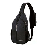 Mochila Cruzada Un Hombro Gadnic Mr129x Bandolera Frontal Color Negro