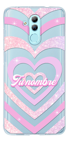 Funda Para Huawei Para Mujer Corazón Rosa Con Tu Nombre