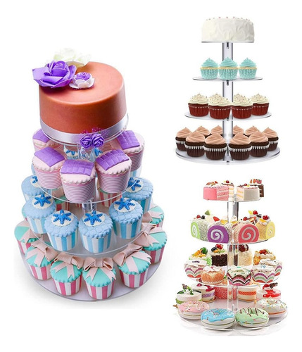 Soporte Para Cupcakes De Postre De 4 Niveles Con Luces Led