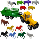 Trator De Brinquedo Carreta Boi Vaca Cavalo Animais Fazenda
