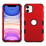 Funda Para iPhone 11 (6.1) Funda Uso Rudo De 3 Piezas Red