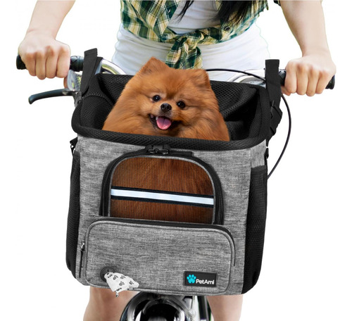 Canasto De Bicicleta Para Transporte De Mascota H/8kg Gris C