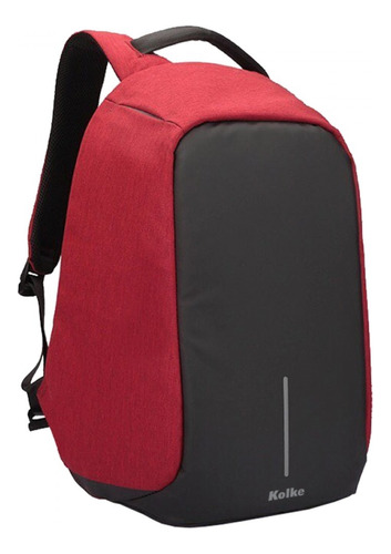 Mochila Antirrobo Impermeable Anticorte Usb Porta Notebook Color Rojo Diseño De La Tela Liso