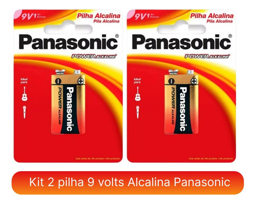 02 Pilhas Baterias 9v Alcalina Panasonic 2 Cartelas Original