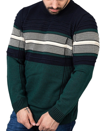 Blusa De Frio Homem-suéter Tricôt Aspen Verde/azul Dir.fabr 