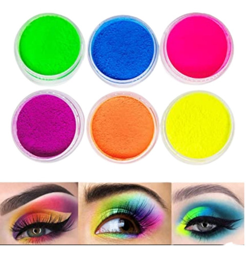 Neon Pigmento 6 Colores Sombras De Ojos Fluorecente