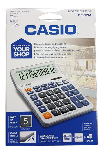 Calculadora Escritorio Casio Dc-12m 12 Digitos Grande Dual Color Plateado