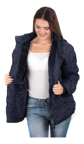 Campera Mujer Pluma Con Piel Import, Sacha Básicos 