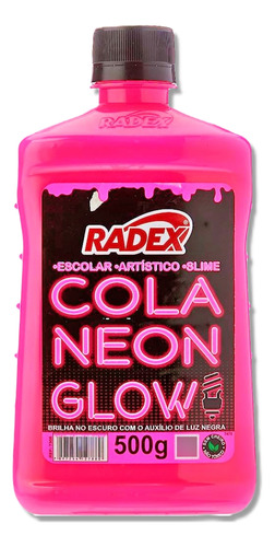 Cola Neon Glow Rosa Radex Com 500g Para Slime E Artesanato