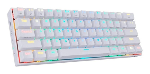 Teclado Gamer Bluetooth Redragon Draconic K530 Qwerty Inglés Us Color Blanco Con Luz Rgb