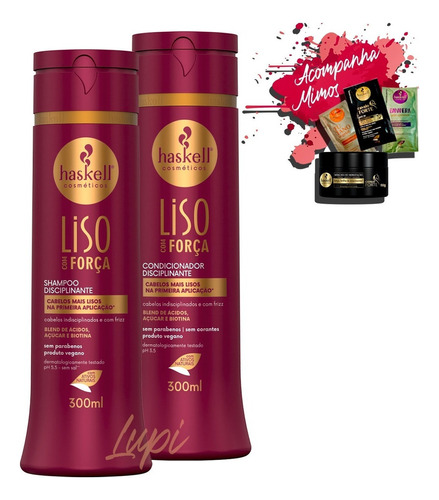  Kit Haskell Liso Com Força Shampoo E Condicionador 300ml