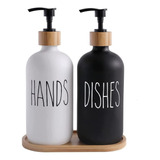 2pcs Dispensador De Jabón De Vidrio Baño Y Cocina 475ml/16oz