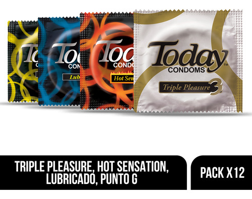 Condones Today, Preservativo, Pack Surtido, X 12 Unidades.
