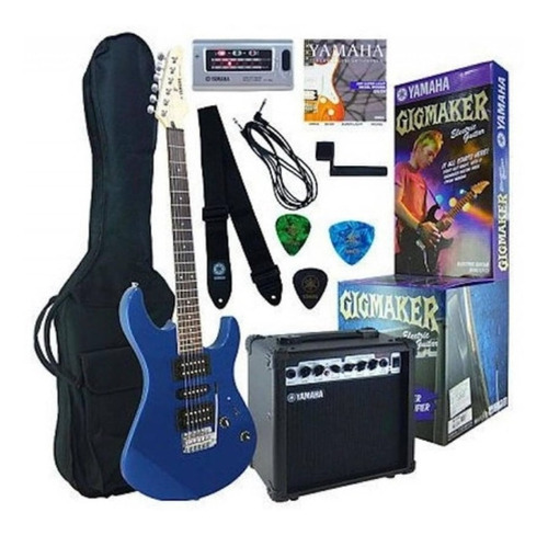 Guitarra Eléctrica Yamaha Erg121 Blue Pack Todo Incluido Material Del Diapasón Palo De Rosa Color Metallic Blue