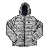 Campera Reversible Abrigada Mujer Impermeable Puffer Metaliz