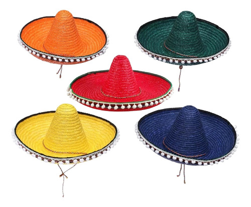 Sombrero Mexicano Mariachi Con Borlas Colores Cotillon X6