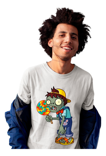 Panda Playera Blanca Plantas Vs Zombies Niño Paleta