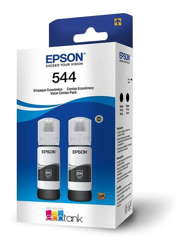 Kit Com 02 Garrafas Tinta Original Epson T544120 T544 Preta