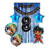 Kit Decoración Globos Dragon Ball Azul Cortina Número