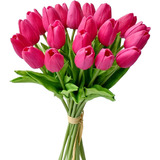 20 Tulipanes, Flores Artificiales Mandys - Rosa.