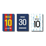 3 Cuadros Decorativos Camisetas Dorsales Lio Messi 30x40c/u