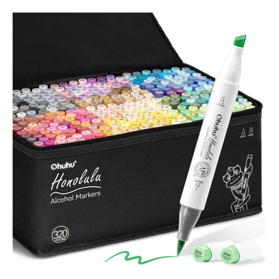Rotuladores De Alcohol Ohuhu, 320 Colores, Brocha Y Cincel,