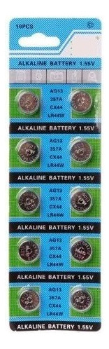 Blister 10 Pilas Boton Lr44 Ag13 A357 Bateria Alcalinas 1,5v