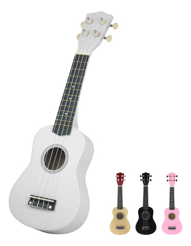 Ukelele Acustico Soprano Hecho De Madera Ukulele Aprendizaje Color Blanco