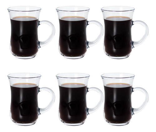 Jarro Cafe De Vidrio Set X6 Jarrito Turco 145 Ml Con Manija