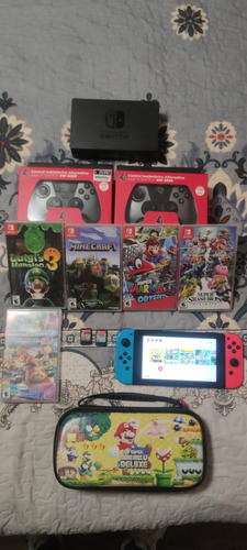 Nintendo Switch V2,  En Perfecto Estado Con 12 Juegos 