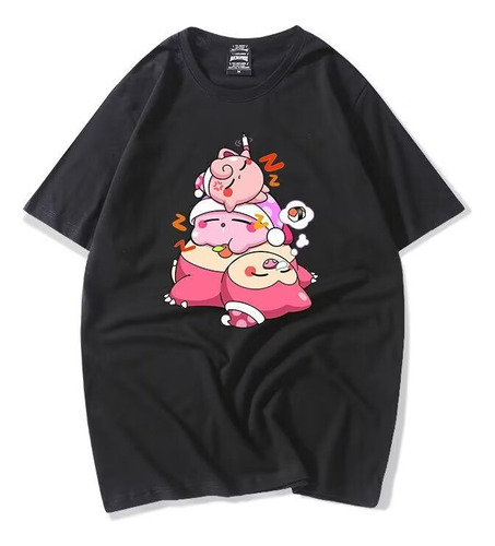 Bonita Camiseta Algodón Estampado Kirby Snorlax Durmiendo