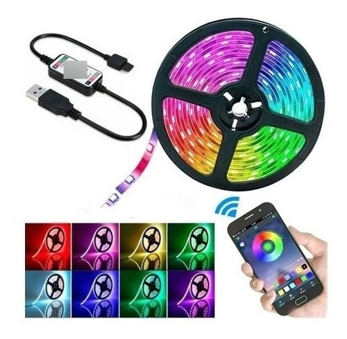 Fita Led Rgb 5m Tv Led Faixa De Iluminação De Fundo Usb App