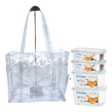 Kit 4 Potes Transparente Volare + Bolsa Jumbo Presidio