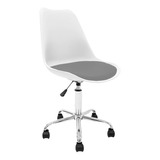 Silla Oficina Escritorio Pc Tulip Newmo Color Blanco Asiento Gris Oscuro