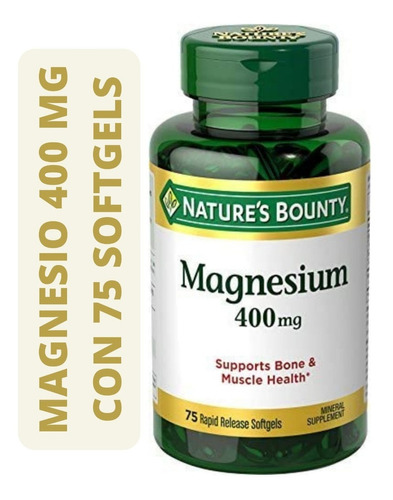 Nature´s Bounty Magnesio Magnesium 400 Mg 75 Softgels Sabor Sin Sabor