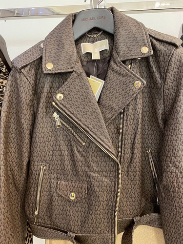 Chaqueta Michael Kors Motera De Piel Con Estampado De Logo