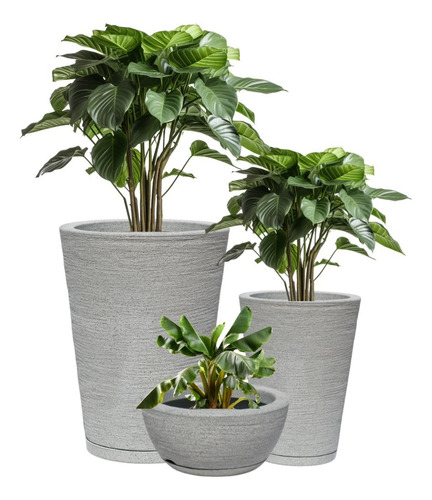Kit 3 Vasos Decorativos Para Plantas Cone E Bacia N1 N2 N3